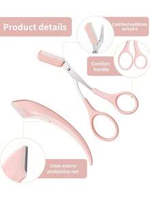 1pc Macro Protective Net Crescent Eyebrow Trimmer, With Comb And Trimming Scissors, Razor, Women's Razor, Eyebrow Trimmer, Eyebrow Tweezers Set. Eye Makeup Tools, Including Eyelash Curler, Crescent Eyebrow Knife, Eyebrow Scissors, Eyebrow Brush, 4pcs Set. Suitable For Beginners, Professional Eyebrow Tools. - Multicolor - View 4