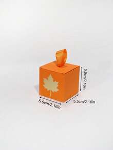 10pcs Autumn Maple Leaf Gift Boxes With Rope Or Ribbon Handle, Paper Favor Boxes For Thanksgiving, Harvest Festival, Friendsgiving, Wedding, Baby Shower, Birthday Party, Small Gift Packaging, Easy To Assemble - 5.5X5.5X5.5cm - View 9