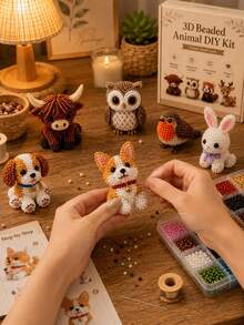 精緻 DIY 動物串珠飾品套組，可愛 3D 動物串珠手工套件，含彩色珠子與說明書，成人創意 DIY 手工飾品手工藝套組 - 擺飾 - 查看 7