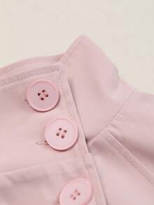 Mantel Trench Midi Lengan Panjang Kerah Tegak dengan Kancing dan Sabuk Warna Pink untuk Musim Gugur/Musim Dingin, Cocok untuk Kencan atau Kantor - Berwarna merah muda - View 7