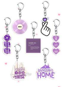1/6pcs Cartoon Comeback Themed Keychain/Friendship Arirang Album Keychain Includes Character Shaped Pendant Fun Accessory And Fan Gift Suitable For Party Favors ARMY Bag Charm Decoration - Multicolor - View 1