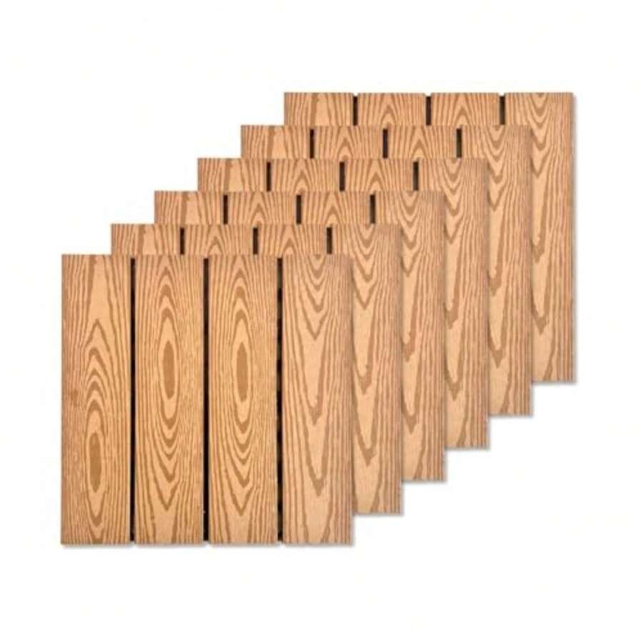 Piso deck tipo madera de wpc, piso modular para jardin, interior y exterior, techos, muros y pisos, piezas de 30 x 30 cm - Madera natural 6pd002 - Ver 1
