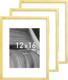 An&Amp;He 12x16 Picture Frame, Gold Photo Frame For Tabletop And Wall Display, Minimalist Design, Set Of 3 - ColorF - View 1