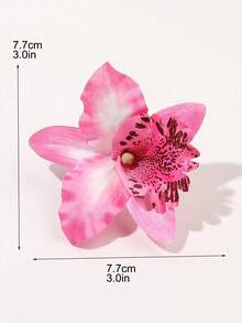1/2pcs Rose Pink Gradient Floral Hair Clips, Women's Elegant Tie-Dye Side Hair Clips, Suitable For Beach And Daily Wear - Multicolor - View 3