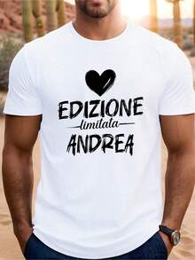 Herren T-Shirt Limitierte Edition ANDREA 180g Baumwolle Ikonischer Druck Rundhals Waschmaschinenfest Lässig Sommer - Weiss - Übersicht 1