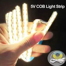 LED Strip Light, COB Touch Dimmable 5V USB (16.4ft/5m) | CRI90+ Touch Stepless COB LED Strip, 10W Flexible, Bedroom Kitchen DIY Lighting Room Decor TV Light - COB LED Strip Light - View 3