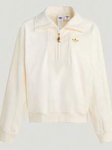Adidas Originals Women's LNY HALFZIP W Knit Pullover Sweatshirt KT0725 - Beige - View 3