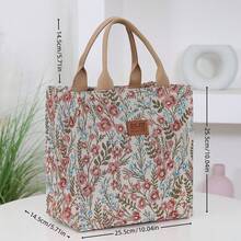 DLIU New Nylon Fabric Pattern Large Capacity Portable Inner Bag With Zipper Semi-Sealed Inner Pocket, Can Be Used As Lunch Box, Work Commute Bag, Mom's Handbag, Shopping Bag - Red - View 3