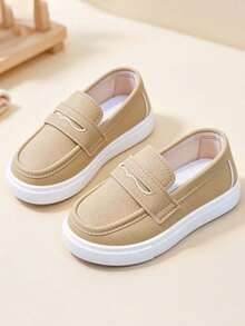 1 Pair New Spring/Autumn Unisex Kids Comfortable Non-Slip Flat Bottom Baby Walking Shoes, Lightweight Soft Sole Versatile Daily School Sports Shoes - Khaki - View 2