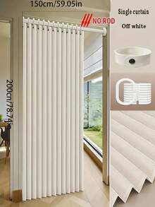 1pc Multifunctional Foldable Door Curtain With Plastic Hooks, No Drilling Required, Room Divider Curtain For Home Use, Suitable For Bedroom, Living Room, Kitchen, Bathroom, Air Conditioner Wind Block, Heat Insulation, Soundproofing, Privacy Protection, Fabric Folding Design, Sliding Style, Easy Installation Without Damaging Walls, Smooth Folding Design With Minimal Space Occupancy, Modern - Multicolor - View 11