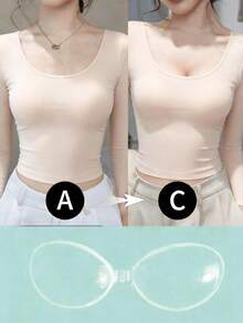 Almohadillas de sujetador invisible sin tirantes | Almohadillas de sujetador invisible con fuerte adhesivo que realzan el escote | Almohadillas de sujetador sin espalda de silicona reutilizables, adecuadas para trajes de baño, bikinis, correr y uso diario - transparente - Ver 1