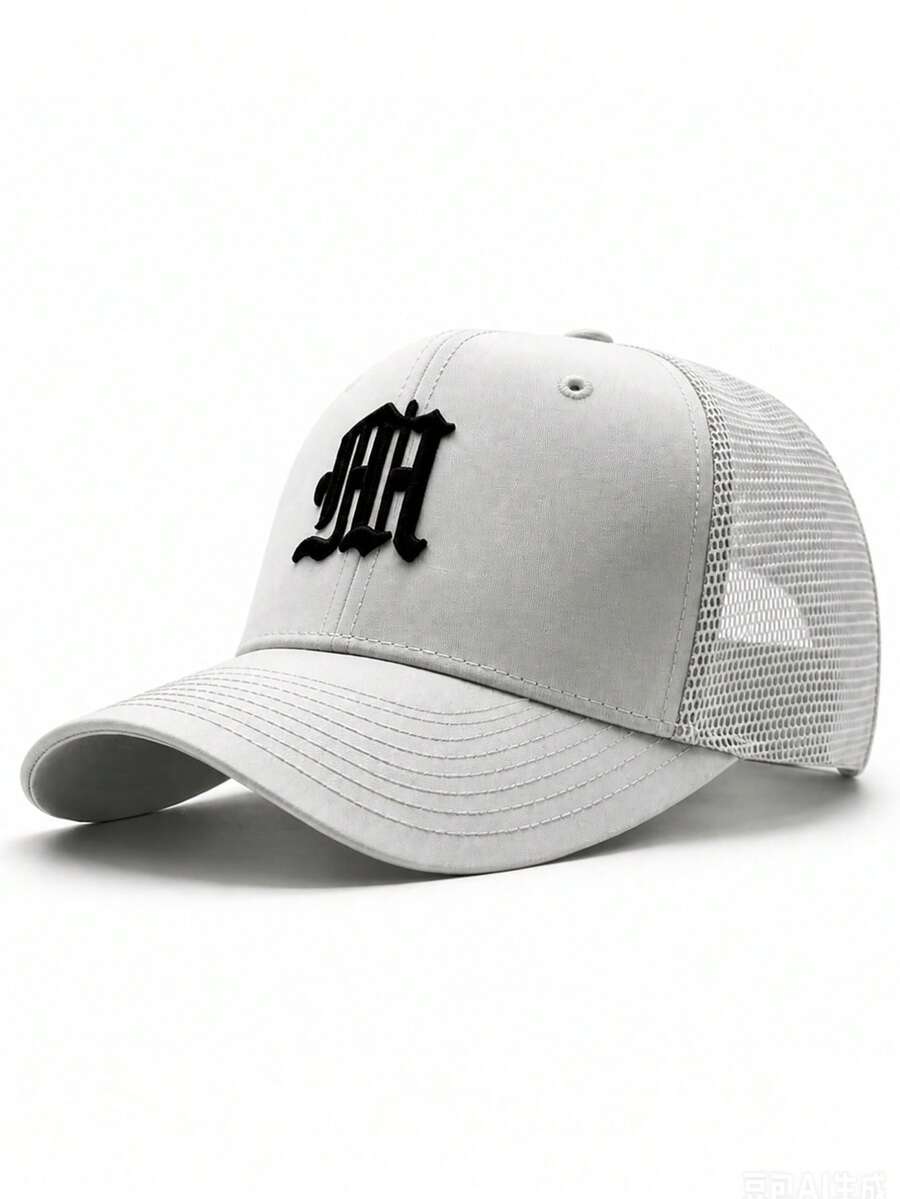 1pc Letter Fashion Embroidered Baseball Cap, Sun Protection Breathable, Versatile Style, Unisex, Suitable For Travel, Outdoor Sports, Holiday Gift - White - View 1