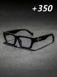 1 Pair Men's Rectangular Full Frame Casual Reading Glasses, Vintage Rugged Cool Versatile Middle-Aged And Elderly Reading Glasses, Suitable For Workplace Commute Daily Outdoor Wear - Black - View 15