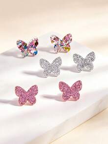 Satu set anting-anting segar dan manis yang terinspirasi oleh kupu-kupu, dengan anting-anting berbentuk kupu-kupu yang berkilauan. - gaya 1 - View 3