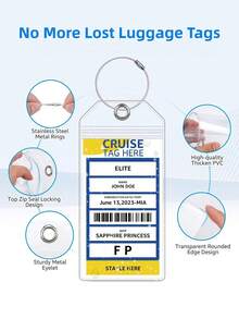 4PCS Cruise Luggage Tag Holders, Perfect Travel Companion For Smooth Embarkation! Must-Have Cruise Accessory To Protect Tags Against Tearing & Loss. - Clear - View 7