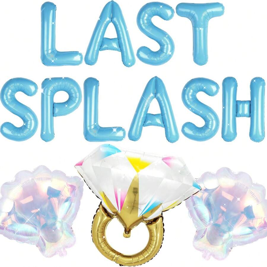 LaVenty Last Splash Banner Balloons Blue White Coastal Bachelorette Decorations Bridal Party Sign Bride To Be Background Beach Bach Supplies - 彩色 - 查看 1