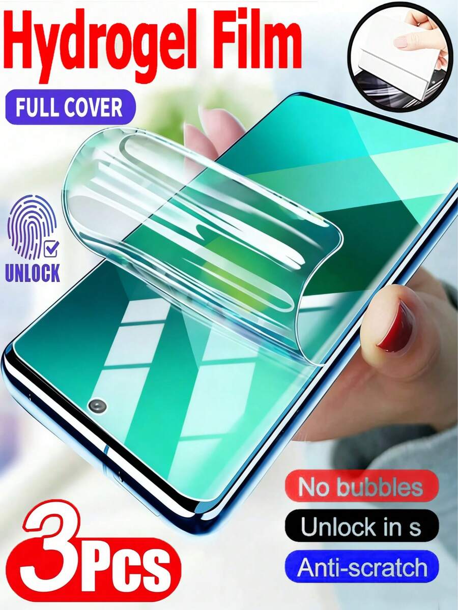 2Pcs HD Hydrogel Film Flexible Explosion-Proof Scratch Resistant Phone Screen Protector Compatible With Xiaomi/ Note 15/ Reno/Honor Magic 8 Pro Lite/Compatible With Tecno Various Curved Surface Models With Smooth Touch Automatic Adsorption Support Fingerprint Recognition Friendly Shell Soft Film