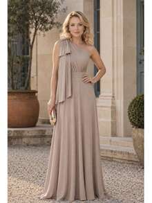 Long Party Dress With Lace, Lined Cups, Comfortable, Elegant, Simple - Beis - Ver 1