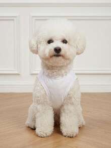 LUCKIE LABO 1件时尚可爱标语透气背心，适合吉娃娃等小型犬，室内外宠物犬物理防跳蚤内衣 - 白色 - 查看 4