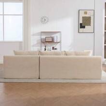 Modular Compression Sofa In Chenille Fabric, Filled With 30D High-Resilience Foam - 米色 - 查看 6