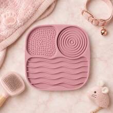 1pc Square 3-Zone Silicone Pet Licking Mat, Slow Feeder Dog Bowl Mat With 60 Suction Cups, Cat Food Mat, Wall-Mountable Bath Distraction Training Mat, Suitable For Cats And Dogs - A - View 15