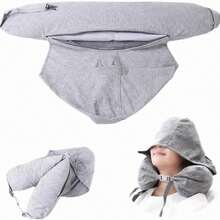 1PC Soft Fillable Hooded Travel Pillow With Storage Bag Neck Pad For Airplane Car Travel Clothing Styling Accessories, Travel Essentials - 1 - View 9