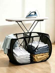 1/2pcs Classic Horizontal Laundry Basket With Hygienic Divider Design, Multi-Functional Storage Bin For Clothes And Miscellaneous Items, Suitable For Home, Living Room, Dorm Or Laundry Room - Multicolor - View 7