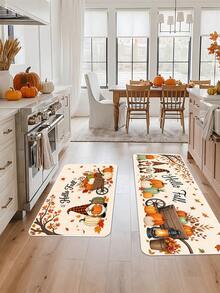 1/16Pcs Hello Fall Theme Doormat, Thanksgiving Door Mat, Printed With Nordic Faceless Gnome, Pumpkin, Maple Leaf Patterns, Autumn Harvest Festival Decor Mat, Welcome Kitchen Rug, Dirt-Resistant Floor Mat, Autumn Party Decoration - Multicolor - View 5