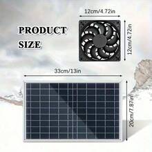 Solar Powered Outdoor Fan System, Includes Solar Panel Unit And Exhaust Fan, Suitable For Greenhouse, Shed Ventilation, Window, Yard, Pet Portable Cooling System, Small Space Air Circulation - Black - View 10
