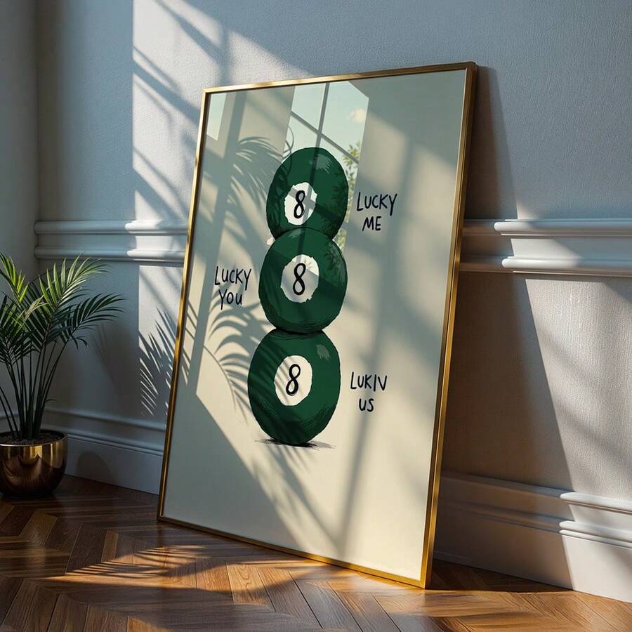 1pc 2D Flat Wall Decoration "Lucky You, Lucky Me, Lucky Us" Poster "Lucky Eight" Canvas Painting Bedroom Decoration Living Room Decoration Frameless Gift