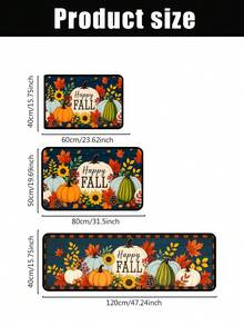 1/16Pcs Autumn Theme Doormat, Thanksgiving Door Mat, Printed With Pumpkin, Sunflower, Maple Leaf Patterns On Navy Blue Background, Autumn Harvest Festival Decorative Mat, Welcome Kitchen Rug, Dirt-Resistant Floor Mat, Autumn Party Decoration - Multicolor - View 7