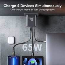 GaN 快充墙充套装，85W/65W/45W/30W GaN 充电器，2 个 Type-C 接口 + 1 个 USB Type-C 接口，支持 QC4.0 快充，兼容 17 Pro Max/17 Pro/17/Air/16/15/14/13/12/11/XS/XR/8/7/6、S25/S24/S23/S22/S21 Ultra Plus，快充系列，阵亡将士纪念日夏季启动 - 查看 5