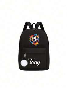 This Backpack With Soccer Pattern Can Be Customized As Your Exclusive Back-To-School Bag. You Can Also Add Personalized Elements Such As Name Or Holiday Greetings. This New Backpack Features A Nylon Zipper. You Can Add Personalized Content Like Letters, Lucky Numbers, Etc. It's Perfect For Dance Classes And Travel. Also An Ideal Choice For Birthday Gifts, Souvenir Bags, Christmas Gifts Or New Year Gifts. - Multicolor - View 30