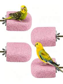 1pc Bird Beak Grinding Chew Toy Parrot Calcium Perch Bird Stand Platform Cage Accessory Suitable For Lovebirds, Budgies, Sun Conures, Cockatiels, Finches - A+B - View 8