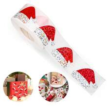 1 Roll 500pcs Christmas Hat Stickers, Christmas Seal Label Stickers, Santa Claus Gift Box Stickers, Merry Christmas Decoration, Christmas Gifts - View 3