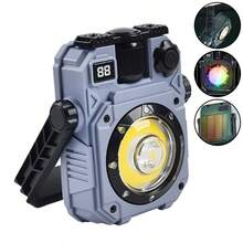 1PC Rechargeable Spotlight Flashlight, Ultra Bright LED Camping Light, Solar Powered Tent Light, 5 Modes Magnetic Base Work Light, Battery Indicator Flashlight, Suitable For Camping, Car Repair, Emergency, Outdoor, Work - Camping Lights - View 9