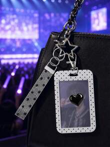 Fashion Polka Dot Star Snap Card Holder (With Lanyard), Transparent Hard Protective Card Case, Cute Badge/Card Display Protector, School Card Holder, Portable Dust-Proof, Fashion Accessory, Suitable For Bag Charm, Keychain, Applicable To Bus Card, ID Card, Meal Card, Conference Badge, Bank Card And Idol Photo Card, Idol Merchandise Photo Card Storage Protector, Suitable For Students, Teachers And Office Workers, Gift For Sisters, Best Friends, Colleagues And Classmates For Halloween, Back To School, Birthday, Valentine's Day - Multicolor - View 4