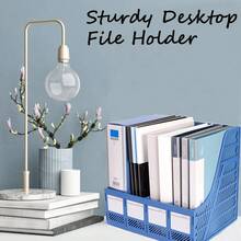 File Holder Desktop Filing File Box 4 Compartments Vertical File Organizer Magazine Rack Book Holder Frames Binder Holder For Home Office School - A - View 7