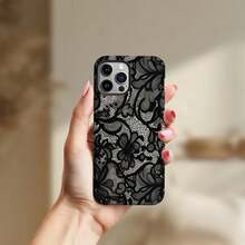 Elegant Black Lace Floral Phone Case, Double-Layer Protection - 白色 - 查看 5
