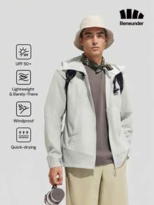 Beneunder Men's All-Weather Outdoor Sun-Protection Jacket (Loose-Fit) WR004 - Light Grey - View 1