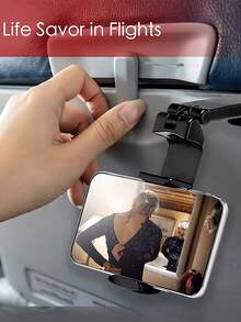 Desktop Airplane Phone Stand, Portable Travel Folding Adjustable Rotating Selfie Stand, Suitable For Desktop, Train Seat, Luggage, Kitchen Cabinet, Durable Plastic Structure, Compact Folding Phone Hook, Universal Phone Stand For Travel - View 4