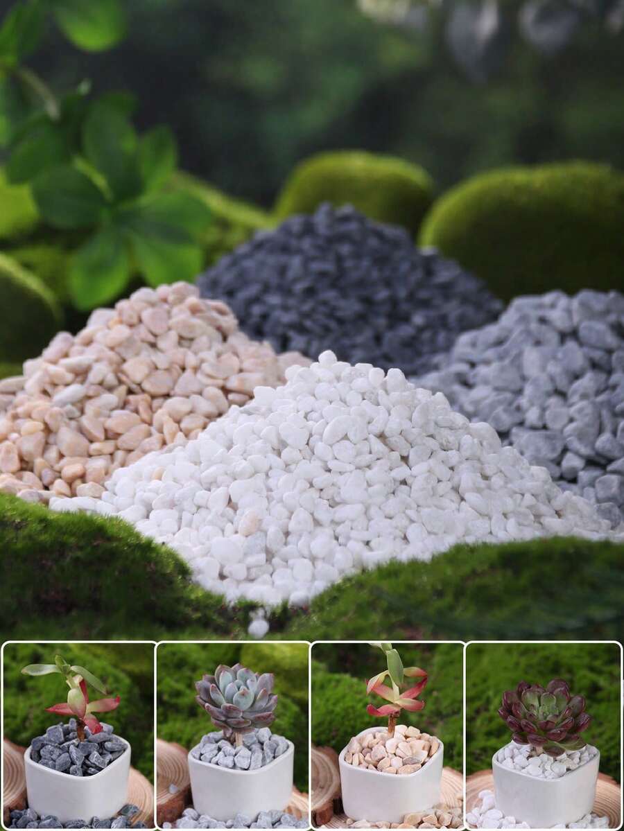100/300/500/800g 0.3-0.6cm 花瓶/盆栽填充裝飾鵝卵石 雨花石 黃色/白色/灰色/黑色小石子 微景觀沙盤/魚缸/水族箱底砂景觀石 - 0.3-0.6cm/0.12-0.24in - 查看 1