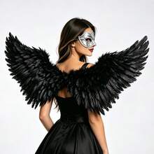 1 buah Sayap Bulu Malaikat & Iblis, Perlengkapan Kostum yang Dipersonalisasi untuk Dewasa, Cosplay, Pemotretan Liburan, Pertunjukan Festival, dan Berdandan, Halloween - A - View 1