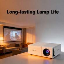 迷你便攜投影機，支援 Full HD 1080P，內建喇叭，適用於智慧型手機，相容 USB/隨身碟，相容於 /，小型行動電影投影機，適合劇院、戶外電影，禮品（不含插頭） - 白色 - 查看 10