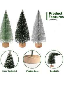 10pcs Mini Christmas Tree Decorations, Christmas Home Decor, Bookshelf Decor, Office Desk Accessories, Creative Christmas Tree Desktop Ornaments, DIY Scene Handmade Christmas Party Decor Accessories, New Year Decorations, Autumn Home Decor - Multicolor - View 5