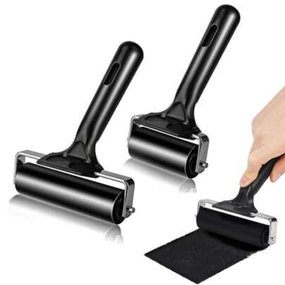2 Pieces Rubber Ink Roller for Printing, Engraving, Crafts, Painting Rollers, Rubber Ink Rollers for Printing, Engraving, Crafts, Painting 6 cm, 10 cm )