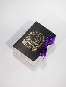 5pcs Halloween Book Shaped Gift Boxes With Ribbon, Magic Book Print Paper Favor Boxes, Mini Book Style Gift Packaging For Halloween Party Favors, Jewelry, Small Gifts, Classroom Exchange, Haunted House Decorations, Easy To Assemble - 12.5X9X4cm - View 14