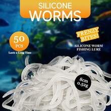 50pcs 8cm Silicone Soft Worm Fishing Lures, Realistic Red Worm Bait, Universal Soft Lures For Wild Fishing And Black Pond - A - View 12