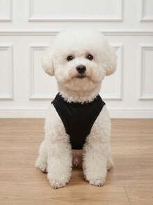 LUCKIE LABO 1pc Fashionable Cute Slogan Breathable Vest, Suitable For Chihuahua & Small Dogs, Flea Prevention Undershirt For Indoor & Outdoor Use - Black - View 4