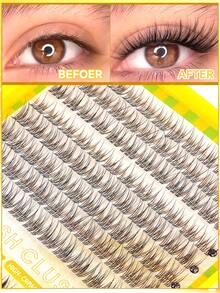 400pcs Mixed Style Cluster False Eyelashes, Maple Leaf/Wheat/Triple Fish, Delicate Natural Eyelash Band, DIY Home Eyelash Extension, Cluster False Eyelashes, Single Piece False Eyelashes, False Eyelashes, Suitable For Creating Various Makeup Looks, Suitable For Daily/Date/Party Use - Multicolor - View 8